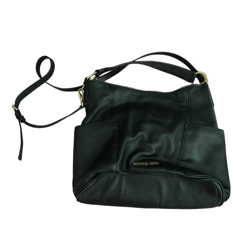 Michael Kors Black Pebble Leather Crossbody/ Shoulder bag with detachable strap